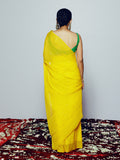 Hand Dyed Yellow mukaish saree