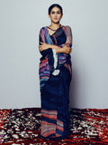 Abstract Line Navy saree set