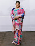 Hand painted floral saree set