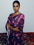 Purple floral saree set