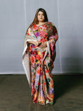 Abstract floral saree set