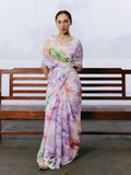 Hand painted floral saree set