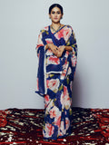 Navy abstract floral saree set