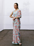 Soft water color floral saree set