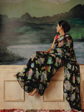 Black floral saree set