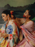 Light pink abstract floral saree set