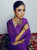 Hand Dyed Purple mukaish saree