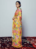 Mustard floral saree set