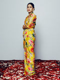 Mustard floral saree set
