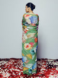 Green floral saree set