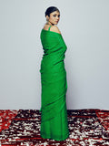 Hand Dyed Green mukaish saree