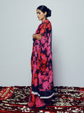 Abstract Black Pink saree set