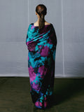 Abstract camouflage print saree set
