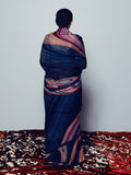 Abstract Line Navy saree set