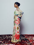 Ivory watercolor floral saree set