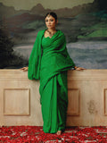 Hand Dyed Green mukaish saree