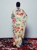 Ivory watercolor floral saree set