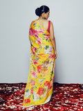 Mustard floral saree set