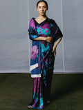 Abstract camouflage print saree set