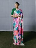 Hand painted floral saree set