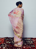 Light pink abstract floral saree set