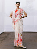 Hand painted floral saree set