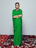 Hand Dyed Green mukaish saree