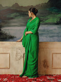 Hand Dyed Green mukaish saree