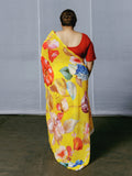 Large hand painted floral saree set