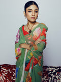 Green floral saree set