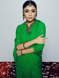 Hand Dyed Green mukaish saree