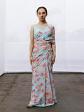 Soft water color floral saree set