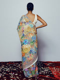 Botanical multicolor floral saree set
