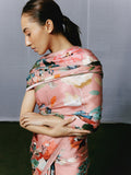 Abstract hand painted floral saree set