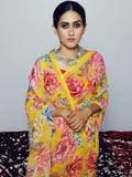 Mustard floral saree set