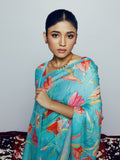 Abstract blue floral saree set