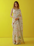Ivory floral saree set