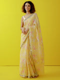 Lemon yellow floral saree set