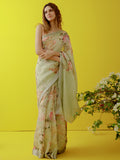 Green floral saree set