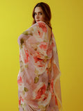 Pink abstract floral saree set