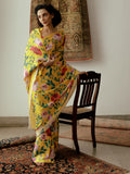 Mustard scattered floral saree set