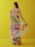 Ivory water colour floral saree set