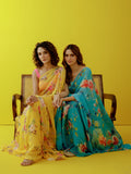 Mustard floral jaal saree set