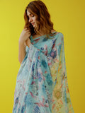 Sky blue floral saree set