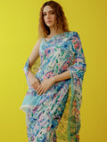 Light blue paisley saree set