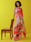 Large water color abstract floral saree set