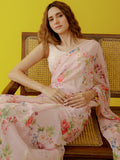 Light pink floral jaal saree set