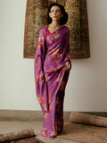 Purple floral bunch saree set