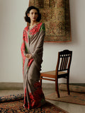 Grey floral bunch saree set