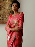 Nude Pink floral bunch saree set